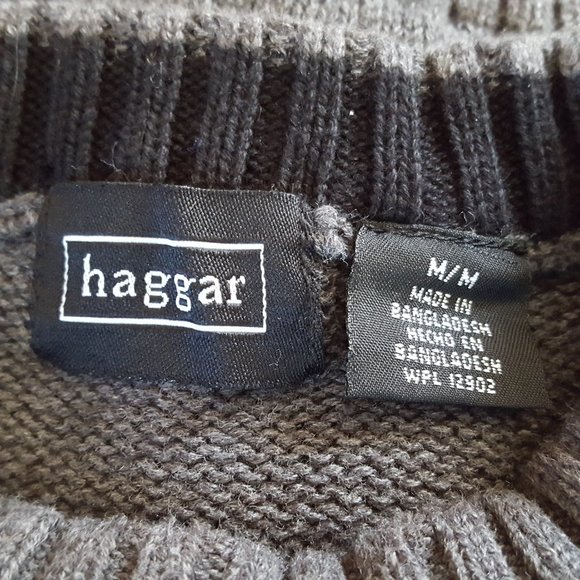 Haggar Men's Medium Gray Cable Knit Pullover Crewneck Sweater Long Sleeve Cotton - Picture 7 of 8